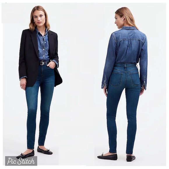 MADEWELL 10” HIGH RISE SKINNY jeans hi waisted dark blue denim womens size 32 - Picture 12 of 12